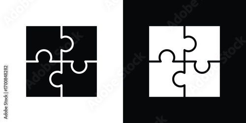 Puzzle icon line style. Graphic design element vectors