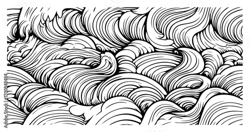 Seamless dense curl pattern – ornate hand‑drawn wave clouds texture vector for luxury wallpapers and fabrics