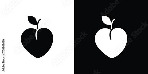 Peach icon line style. Graphic design element vectors