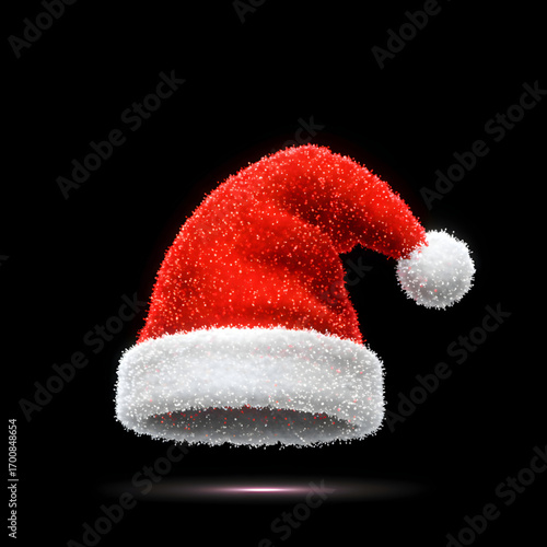 Festive Red Santa Hat with White Fur Trim and Sparkling Effect