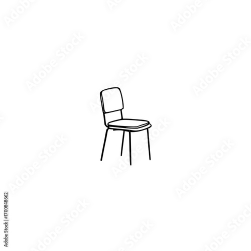 Minimalist chair outline design with simple lines and basic shapes for furniture illustration needs