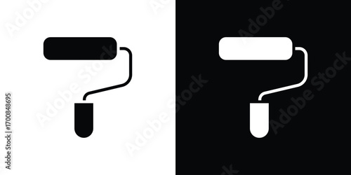 Paint roller icon line style. Graphic design element vectors
