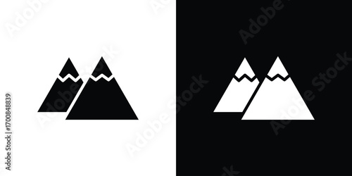 Mountains icon line style. Graphic design element vectors