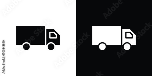 Moving truck icon line style. Graphic design element vectors