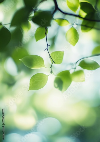 Lush Green Leaves Under Soft Sunlight Create a Tranquil Atmosphere in a Seren...