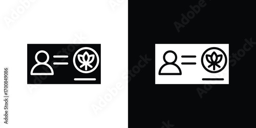 Medical marijuana card icon line style. Graphic design element vectors