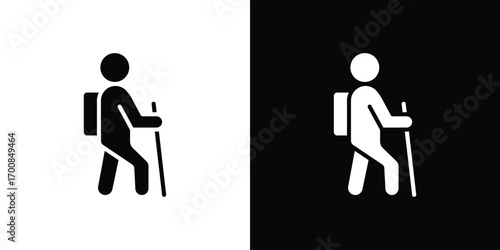 Hiking icon line style. Graphic design element vectors