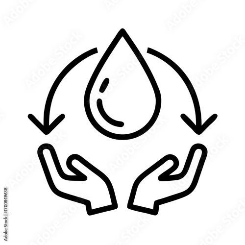 Water conservation concept illustration with hands and drop for environmental awareness campaign
