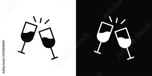 Glass-cheers icon line style. Graphic design element vectors