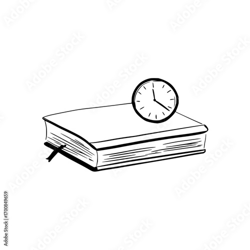 Time ticking on knowledge a book and clock illustration showing the importance of managing time well for study