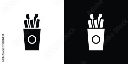 French-fries icon line style. Graphic design element vectors