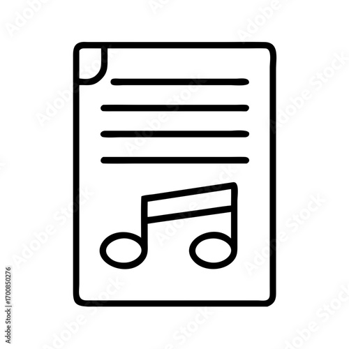 Download sheet music notation vector icon for musical notes and composition instruction songbook