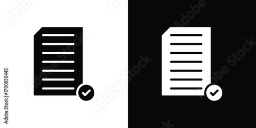 Document accept icon line style. Graphic design element vectors
