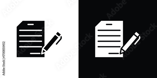 Document signed icon line style. Graphic design element vectors