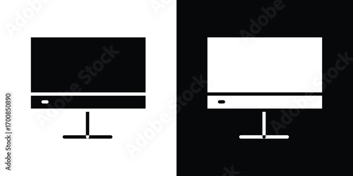 Computer screen icon line style. Graphic design element vectors