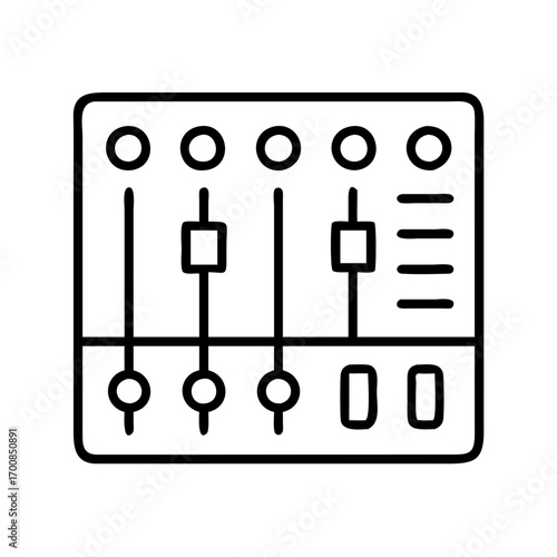 Audio mixer sound board dj console music production mixing desk studio equipment vector icon graphic