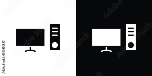 Computer icon line style. Graphic design element vectors
