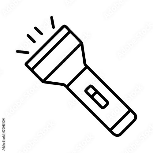 Isolated flashlight icon vector illustration of handheld light source for camping and power outage