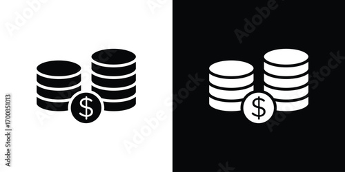 Coins icon line style. Graphic design element vectors
