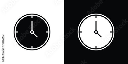 Clock icon line style. Graphic design element vectors