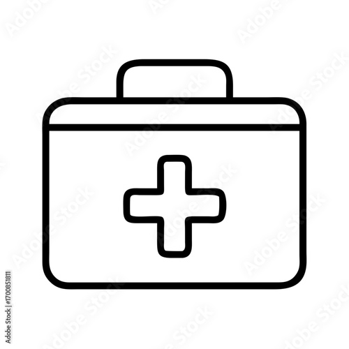 First aid kit vector icon outline drawing for medical emergency and healthcare concept design