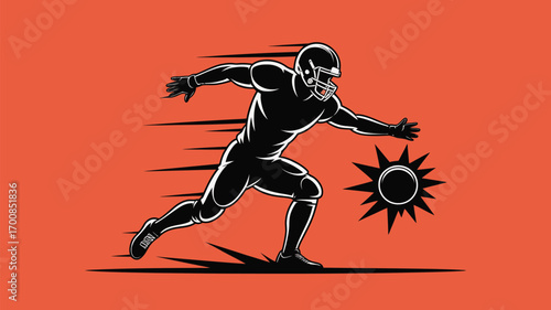 Dynamic football player running with energy and speed on orange background perfect for sports promotions