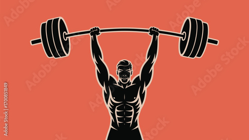 Strong man lifting barbell with confidence for fitness motivation and achieving success in gym