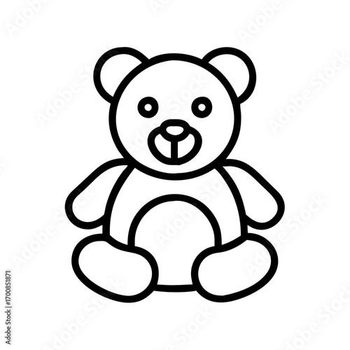 Teddy bear outline drawing vector illustration, cute stuffed animal toy for kids and baby design