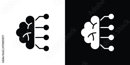 Brain circuit icon line style. Graphic design element vectors