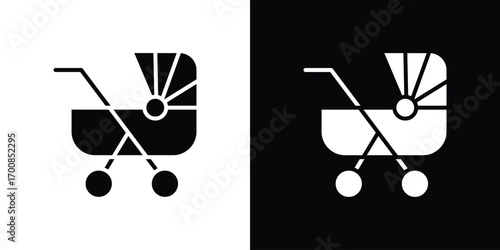 Baby carriage icon line style. Graphic design element vectors
