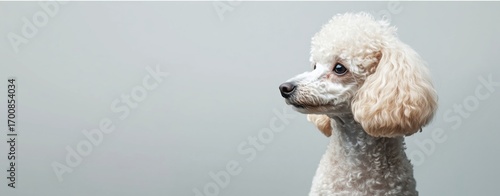 Poodle Showcasing Elegant Profile Against a Plain Background in a Calm Indoor...