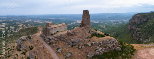 Surroundings of Marcuello Castle in Sarsamarcuello, in the municipality of Loarre in the Hoya de Huesca region. Province of Huesca, Aragon, Spain, Europe