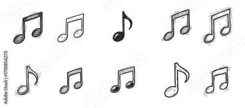 A musical notes vector icon set with a unique astrological design