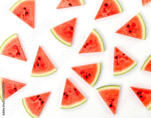 Watermelon slices arranged in a pattern