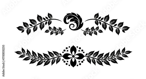 Elegant Floral Vector Dividers with Vintage Leaf and Swirl Ornaments