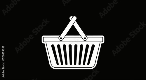 Minimalist Shopping Basket Vector Icon for Retail and E-commerce UI Design
