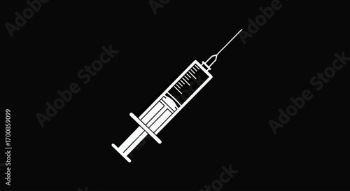 Minimalist Medical Syringe Vector Icon for Healthcare and Science Illustration
