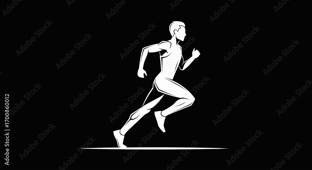 Fototapeta premium Stylized Running Man Vector Illustration Athlete Icon for Sports and Fitness Branding