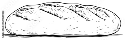 Crusty artisan loaf of bread — rustic bakery sketch illustration
