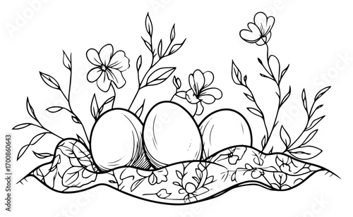 Delicate Easter eggs nestled among wildflower sprigs — cheerful spring holiday vignette