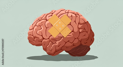 Bandage over brain injury  