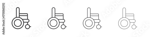 Wheelchair icon illustration symbol. thin line symbol on white background - editable stroke vector