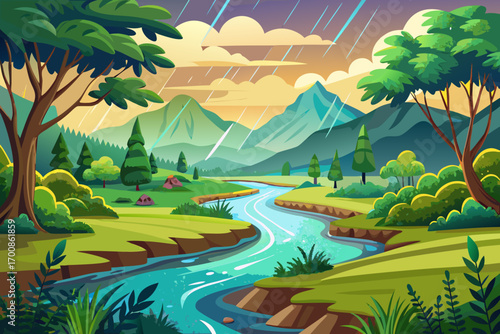 vector of Nature is a home that never gets old.
The sound of the river is the peace of the soul;
The smell of rained soil, a new hope;
And the green of the forests, the color of life.