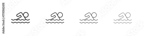 Swimmer icon illustration symbol. thin line symbol on white background - editable stroke vector