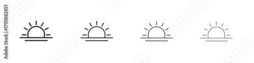 Sunrise icon illustration symbol. thin line symbol on white background - editable stroke vector