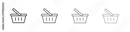 Shopping basket icon illustration symbol. thin line symbol on white background - editable stroke vector