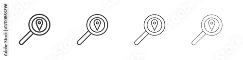 Search Location icon illustration symbol. thin line symbol on white background - editable stroke vector