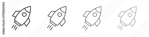 Rocket launch icon illustration symbol. thin line symbol on white background - editable stroke vector