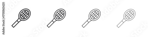 Racquet icon illustration symbol. thin line symbol on white background - editable stroke vector