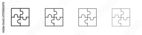 Puzzle icon illustration symbol. thin line symbol on white background - editable stroke vector